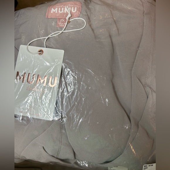 NWT SHOW ME YOUR MUMU JESS RUFFLE MIDI DRESS DOVE GREY CHIFFON - Picture 4 of 4